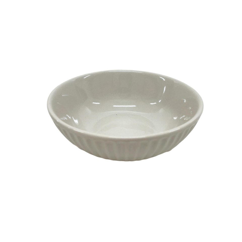 Shallow Bowl Stripe Emboss Beige 12.5cm