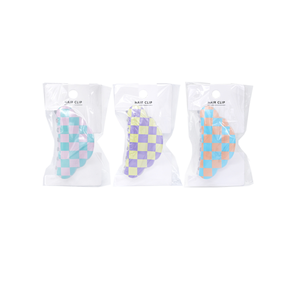Checkered Pattern Claw Clip Cloud Colorful