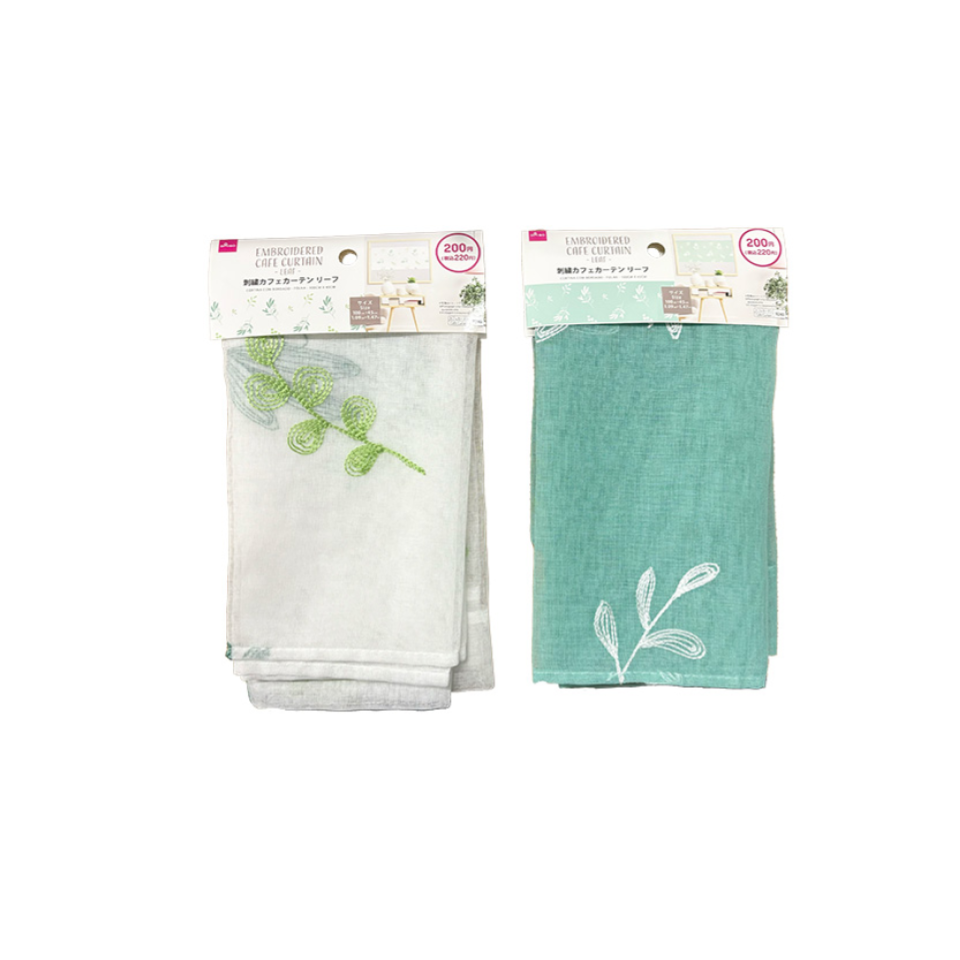 Embroidered Cafe Curtain Leaf 100cm x 45cm