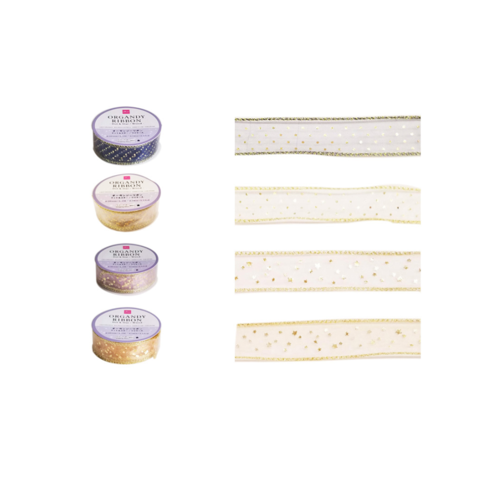 Organdy Ribbon Dot & Star Wired 0.78in