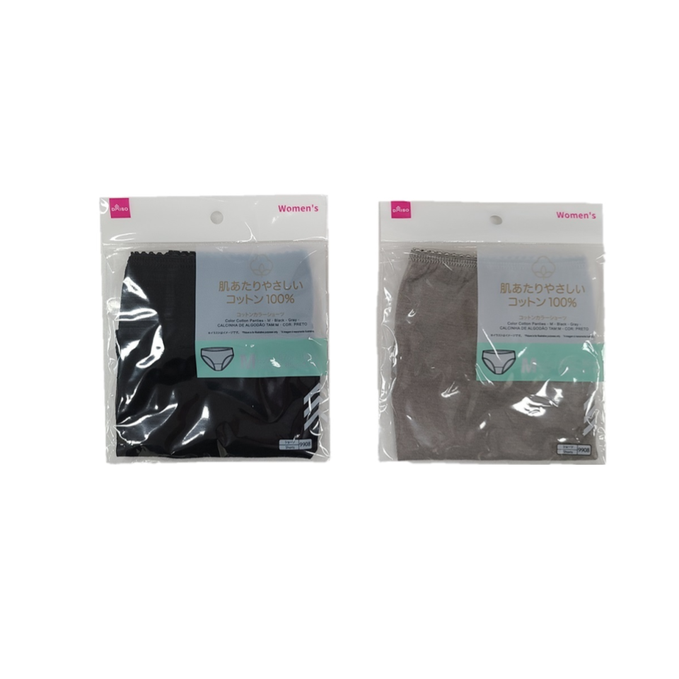 Color Cotton Panties M Black/Grey