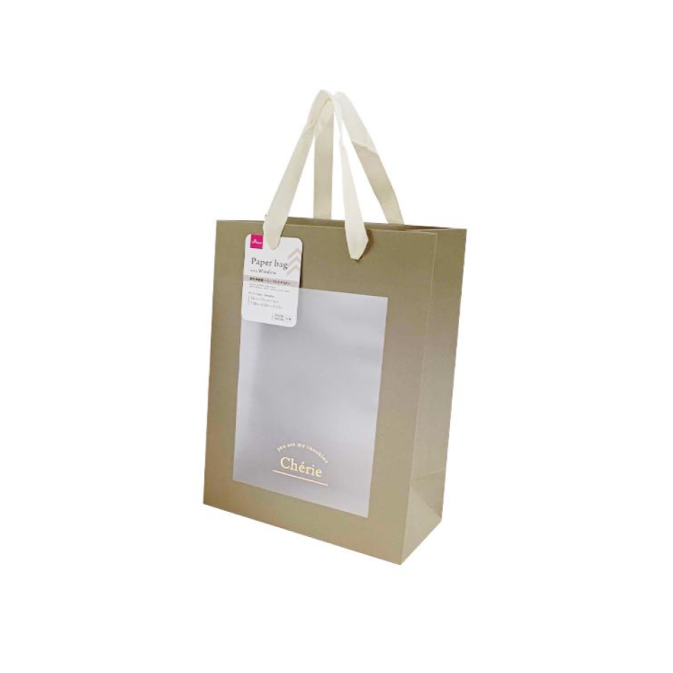 Paper Bag with Window Griege 7.08in x 9.84in x 3.93in