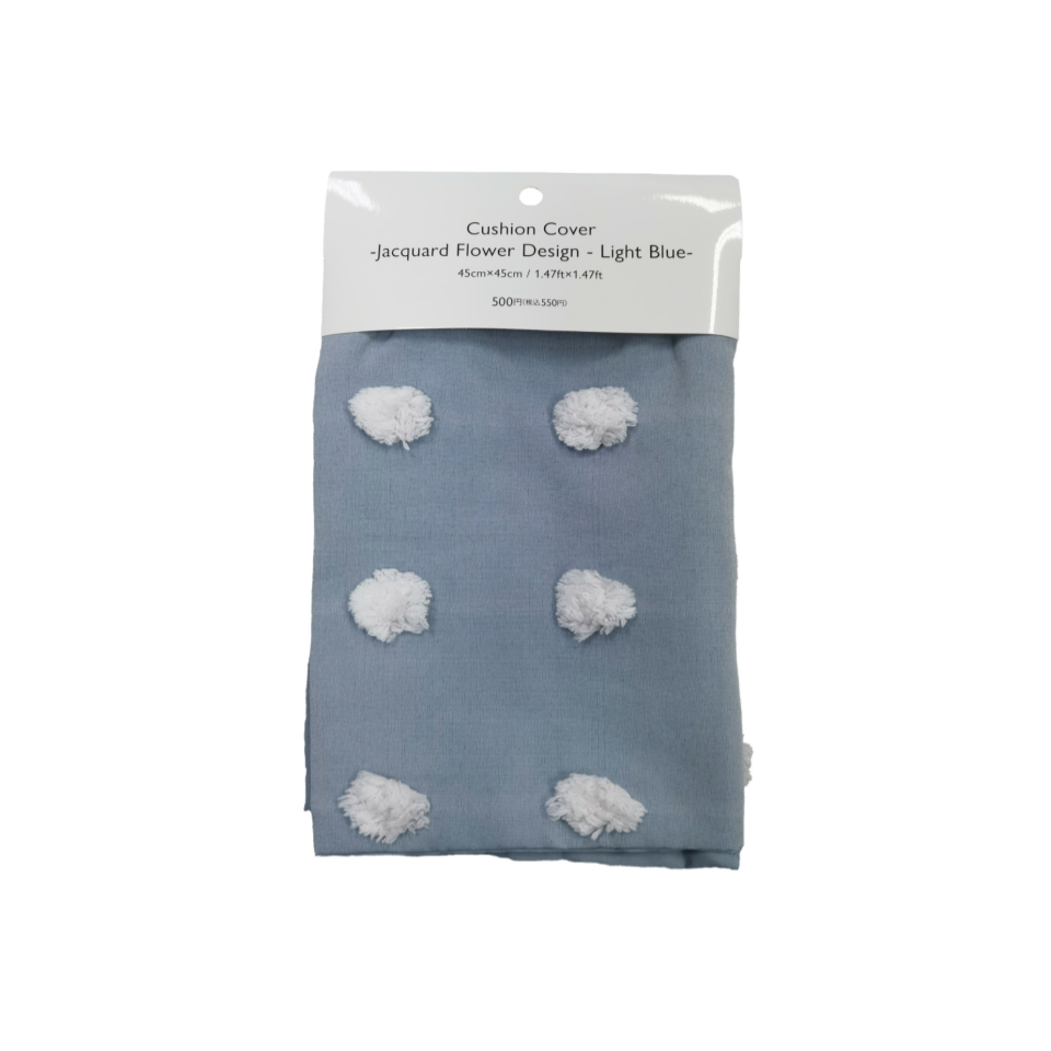 Cushion Cover Jacquard Flower Design Light Blue