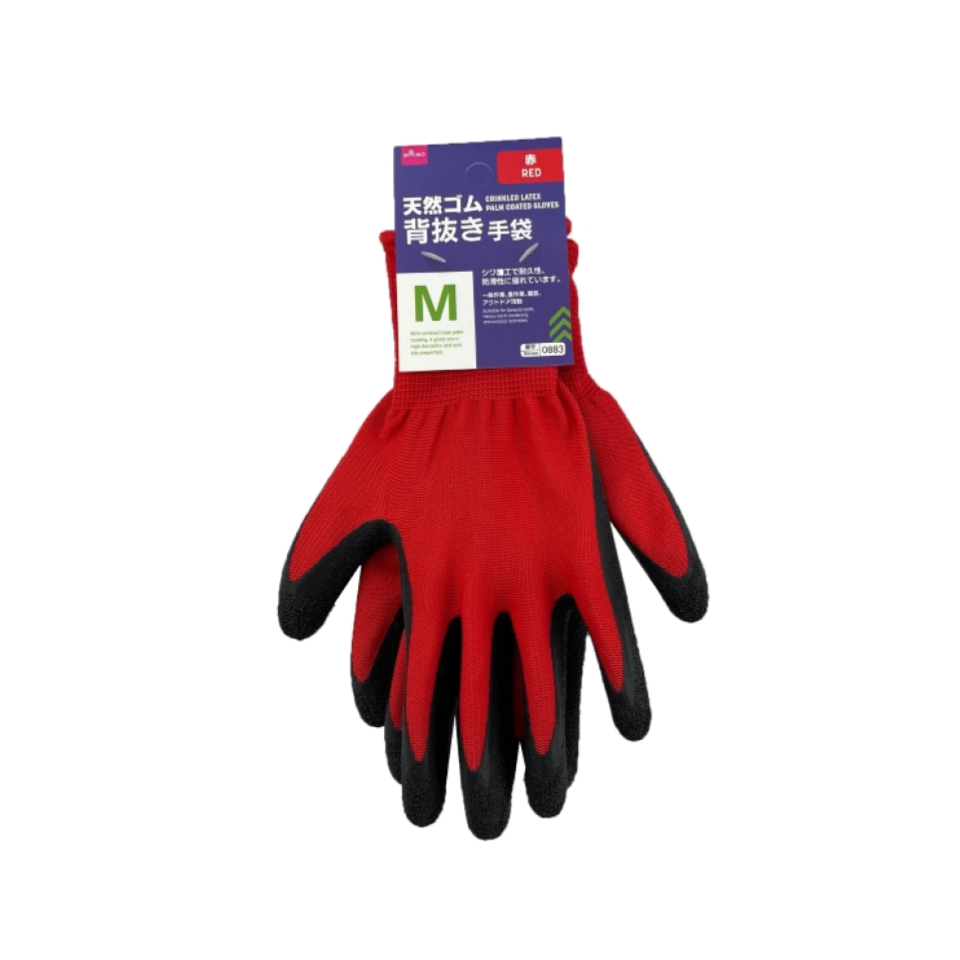 Crinkled Latext Palm Coated Gloves Red M