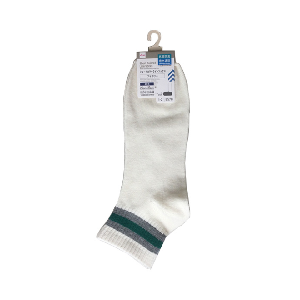 Short Colored Line Socks Water Absorbent Quick-Drying Ivory