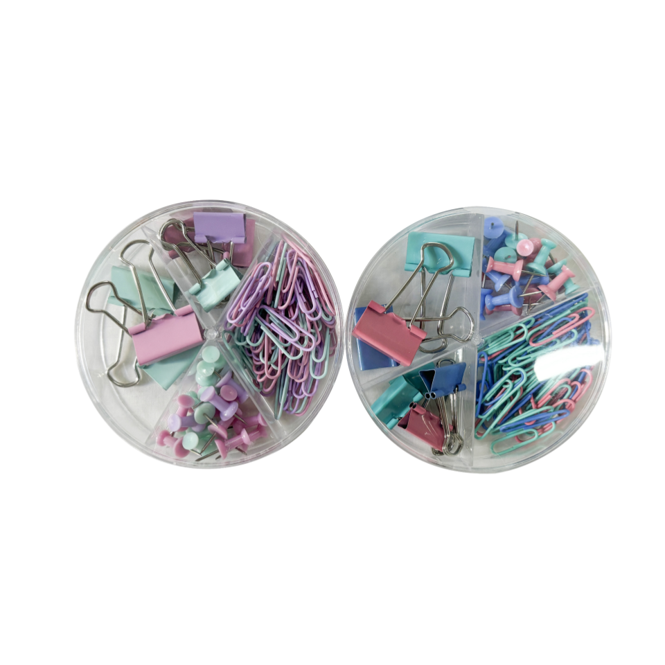 Clip Set Comes in a Round Case Pastel Colors