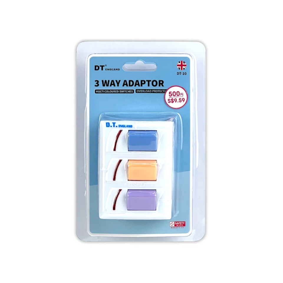 Three Way Adaptor with Multi Colored Switches