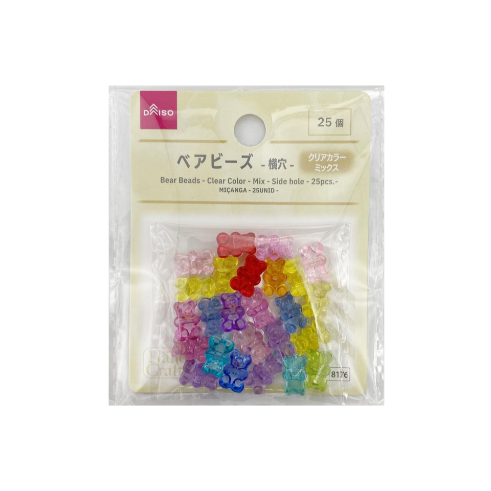 Bear Beads Clear Color Mix Side Hole