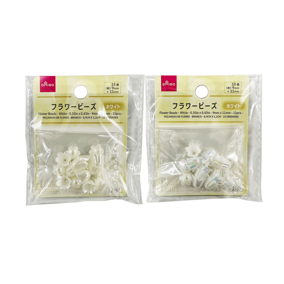Flower Beads White 9mm x 11mm