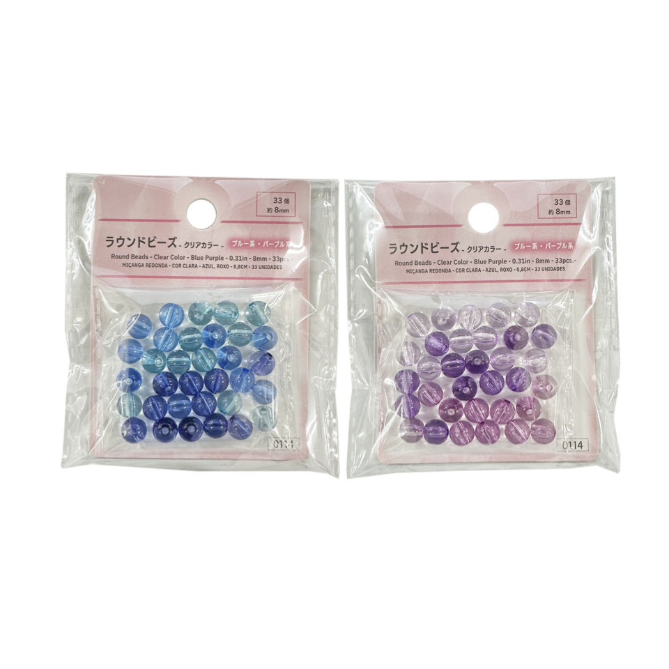 Round Beads Clear Color Blue/Purple 8mm