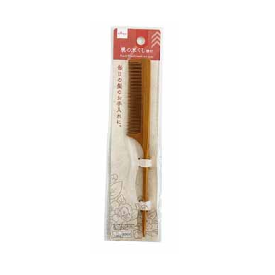 Peach Wood Comb with Handle