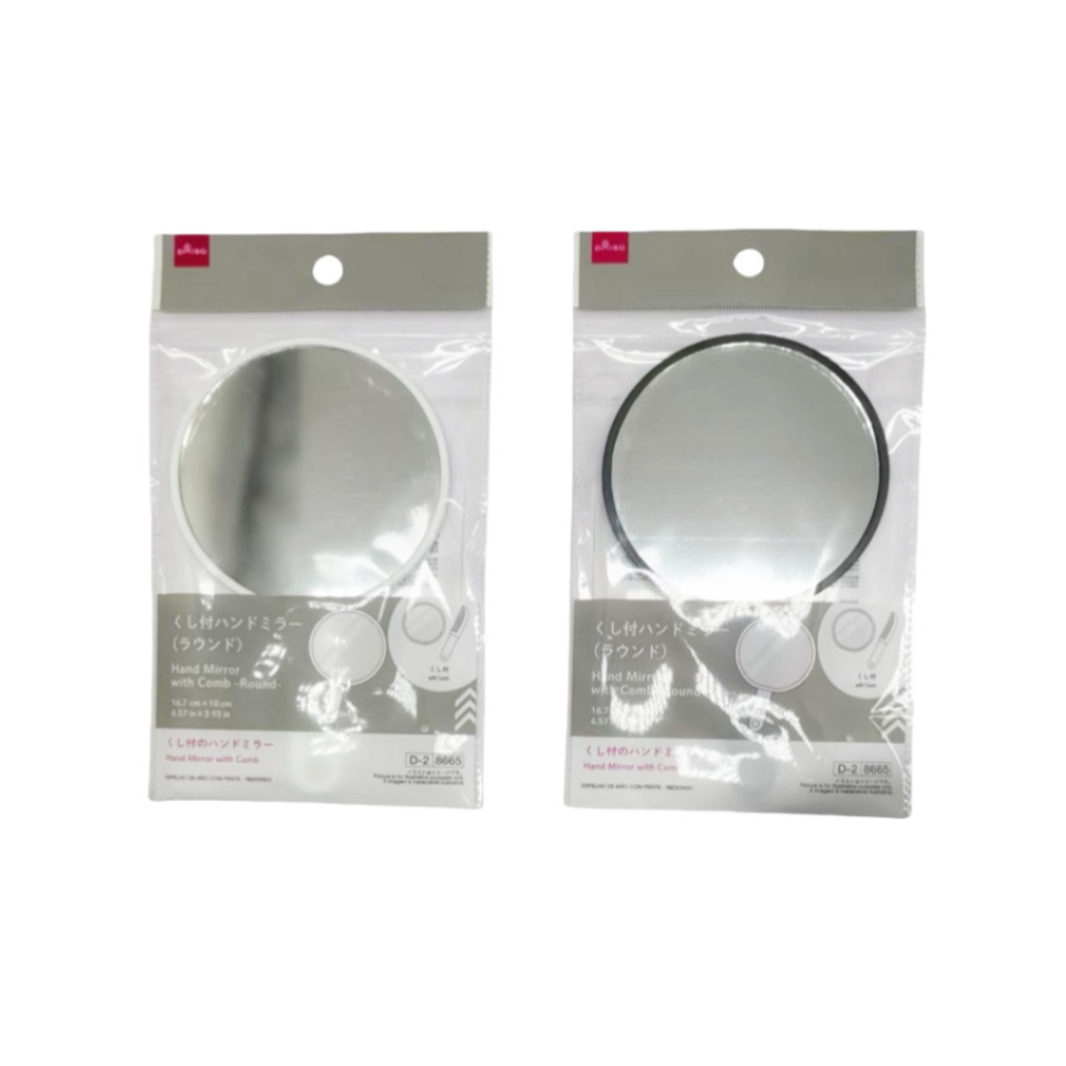 Hand Mirror with Comb Round