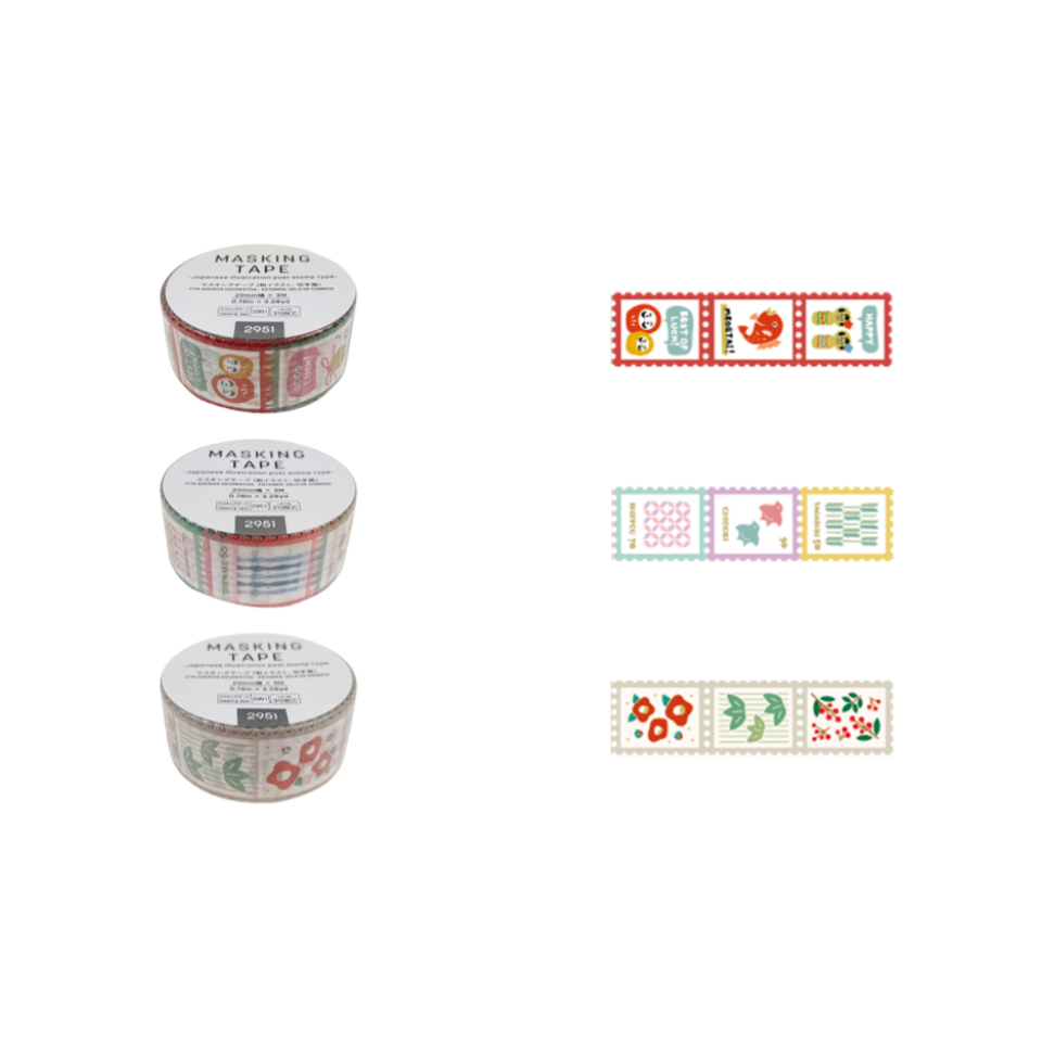 Masking Tape Japanese Illustration Post Stamp Type