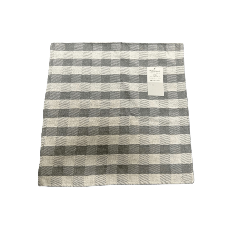 Plaid Jacquard Cushion Cover Grey