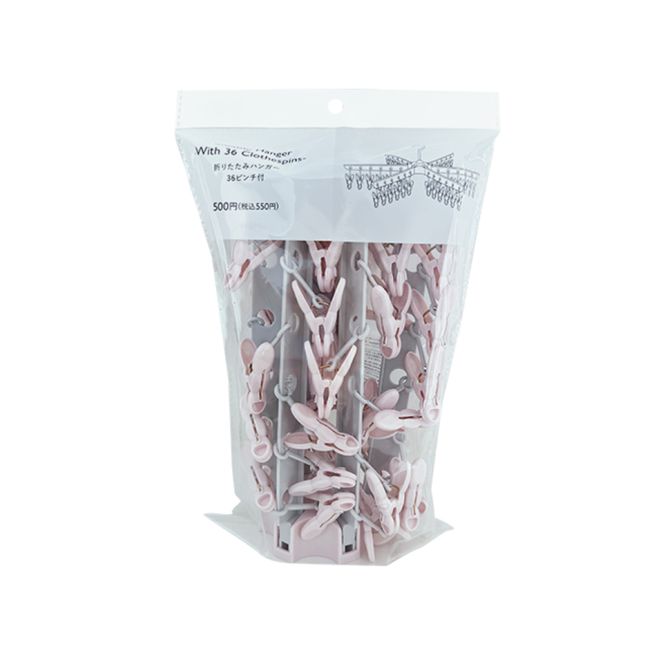 Foldable Hanger with 36 Clothespins