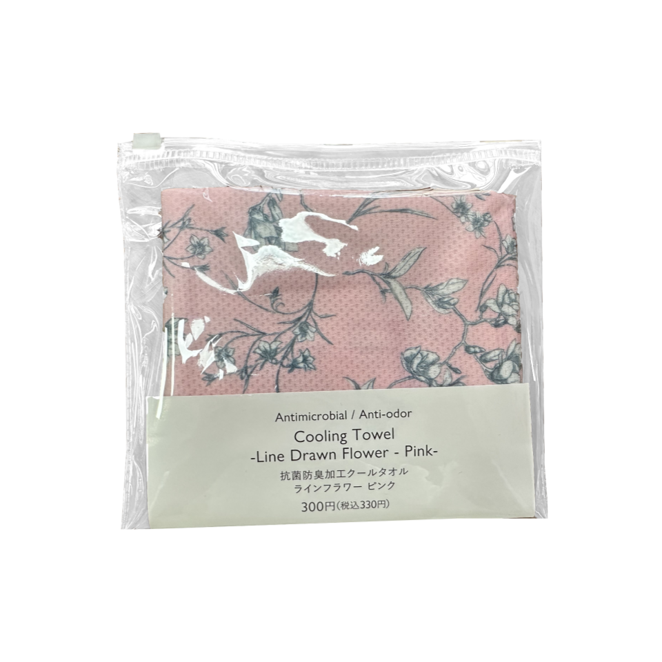 Antimicrobial/Anti Odor Cooling Towel Line Drawn Flower Pink