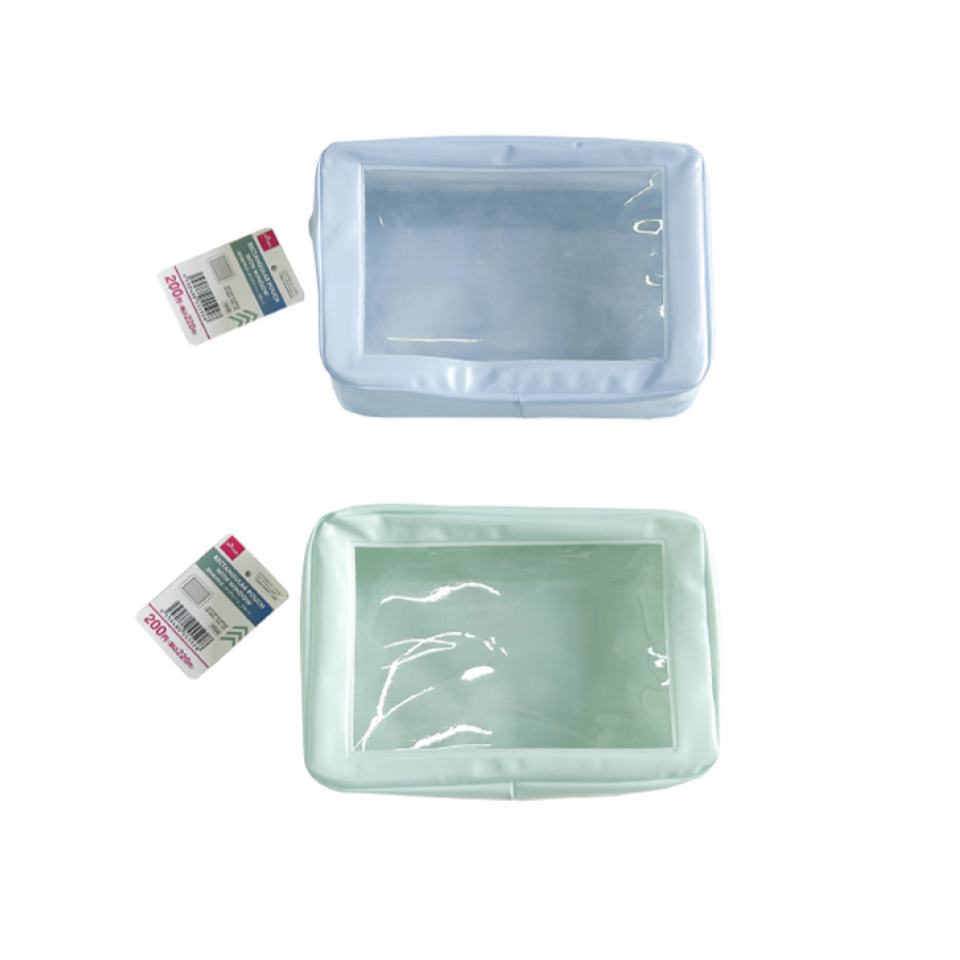 Rectangular Pouch with Window Green/Blue