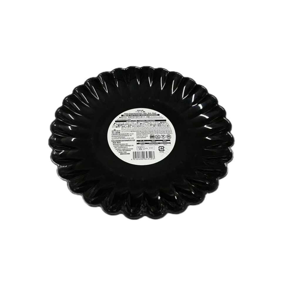 Flower Shape Round Plate Black 18cm