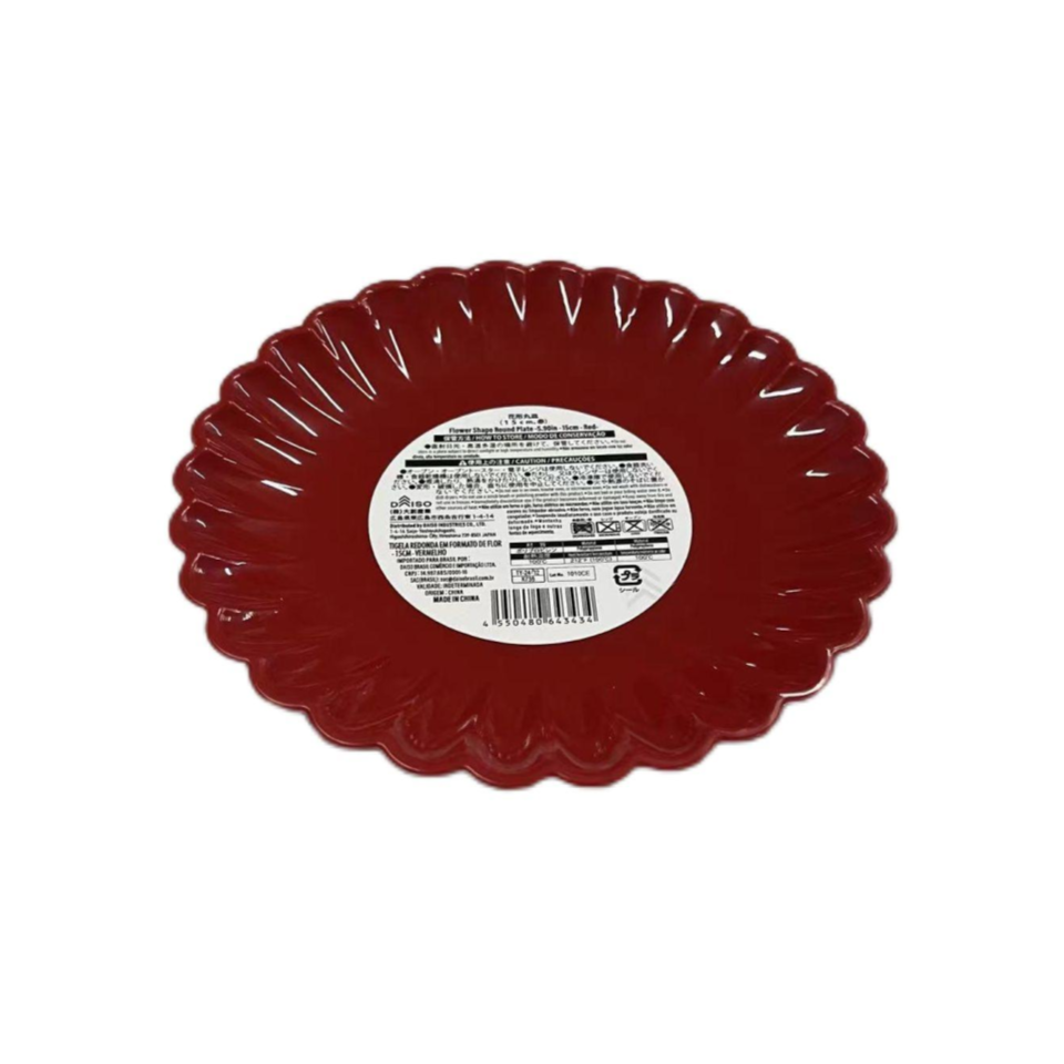 Flower Shape Round Plate Red 15cm