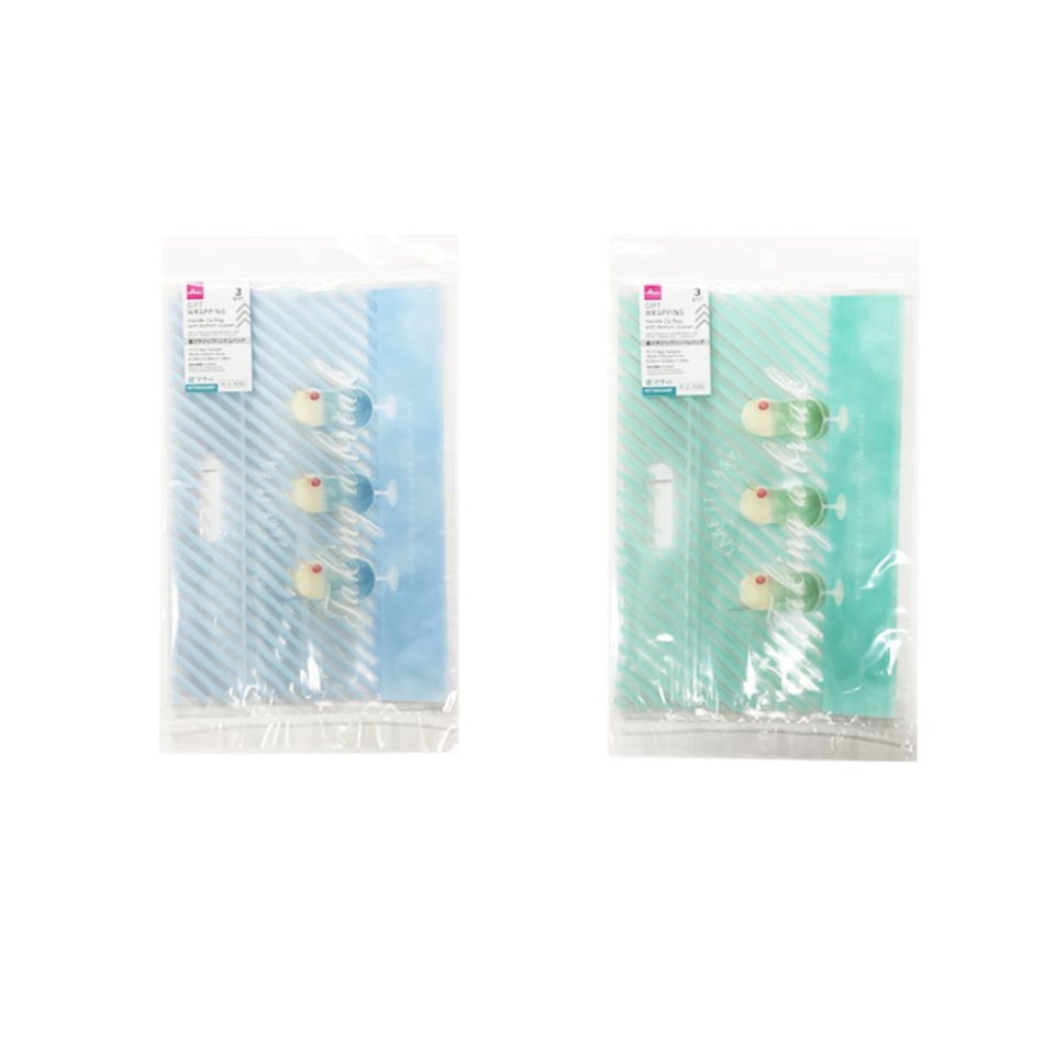 Handle Zip Bag with Bottom Gusset Cream Soda 3pcs