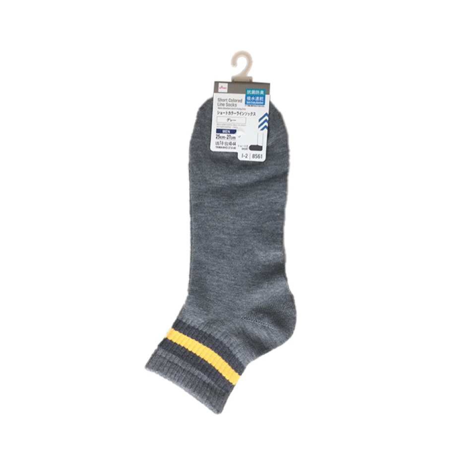 Short Colored Line Socks Grey