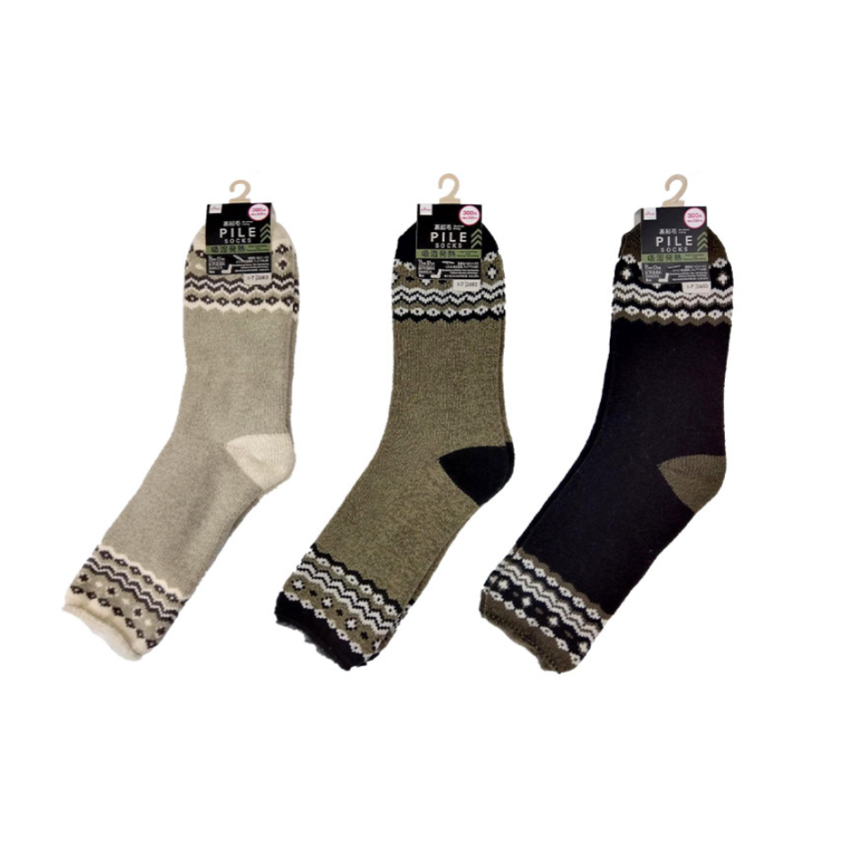 Men's Fleece Lined Pile Socks Fair Isle Pattern
