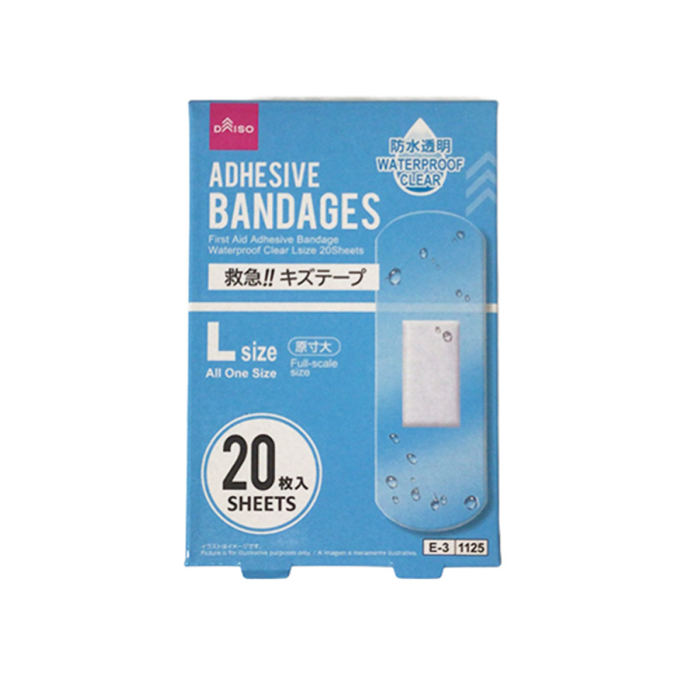 First Aid Adhesive Bandage Waterproof Clear L Size