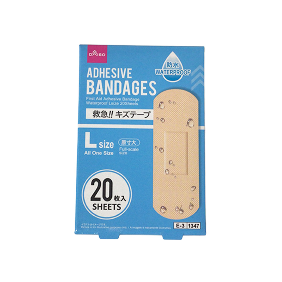 First Aid Adhesive Bandage Waterproof L Size 20pcs