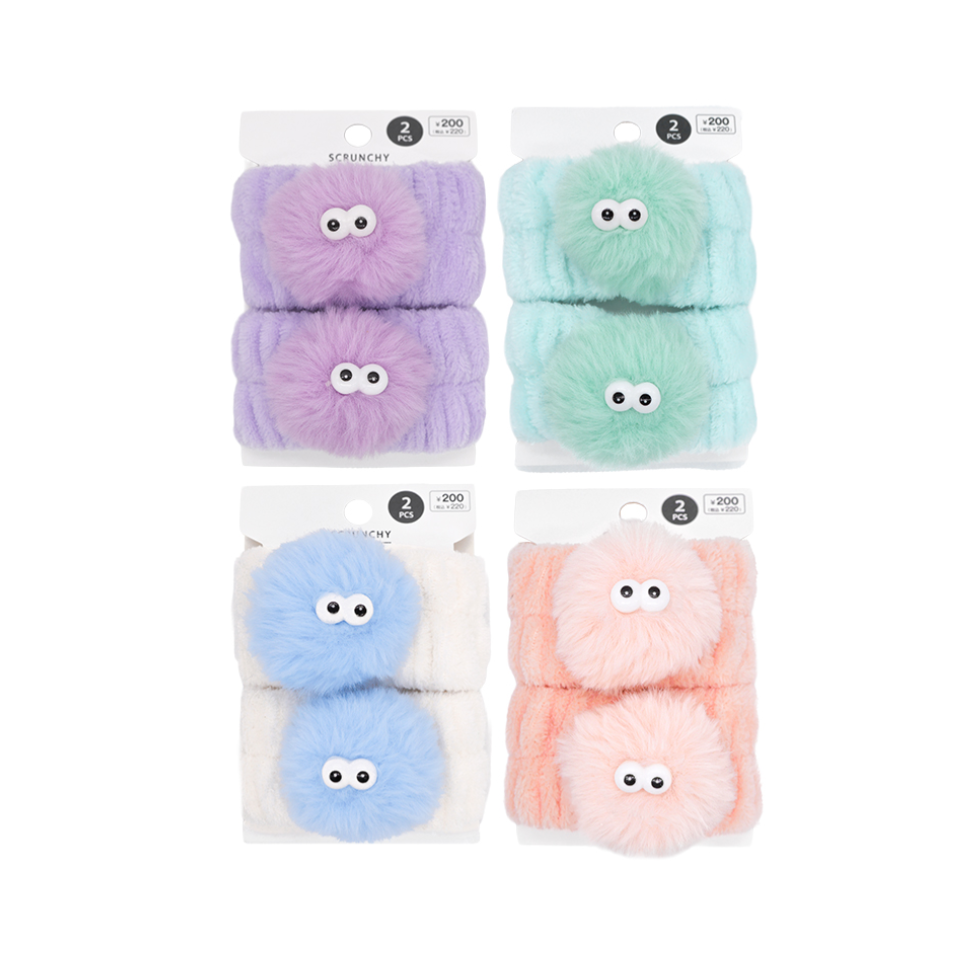 Fluffy Scrunchie Eyeball Monster Pastel