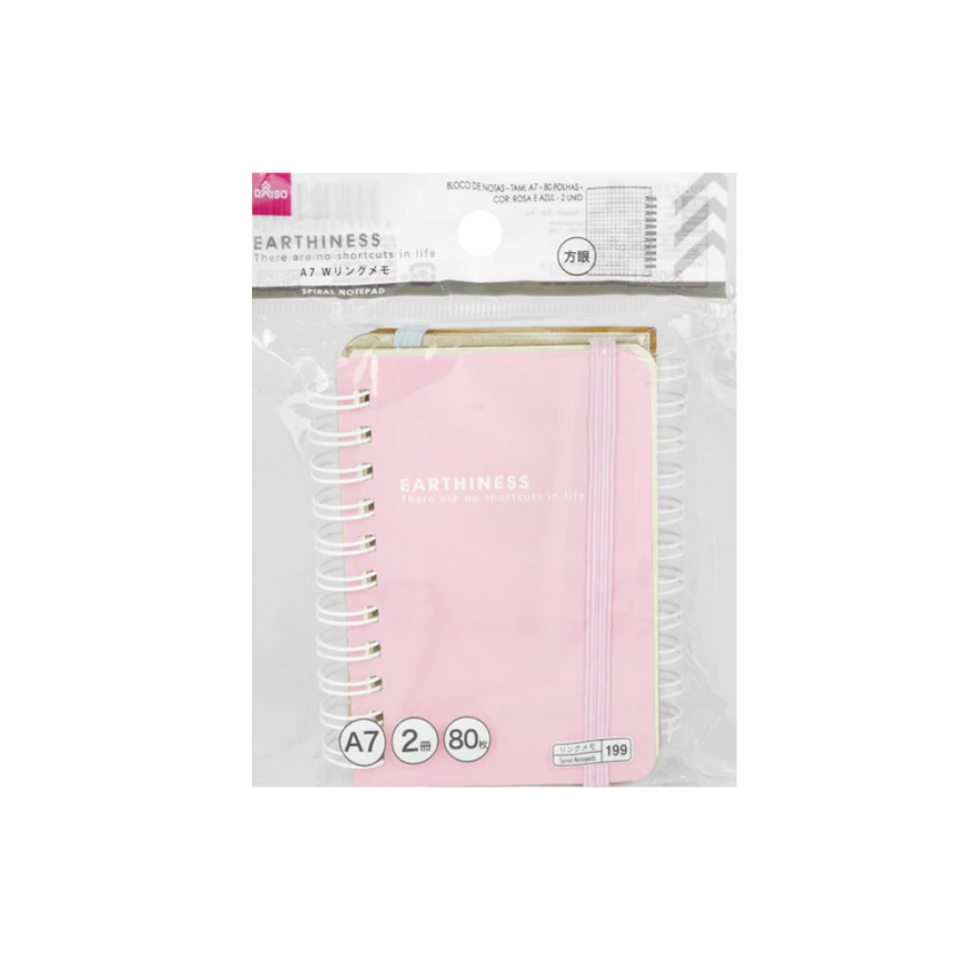 A7 Spiral Notepad Grid 2pcs Blue/Pink