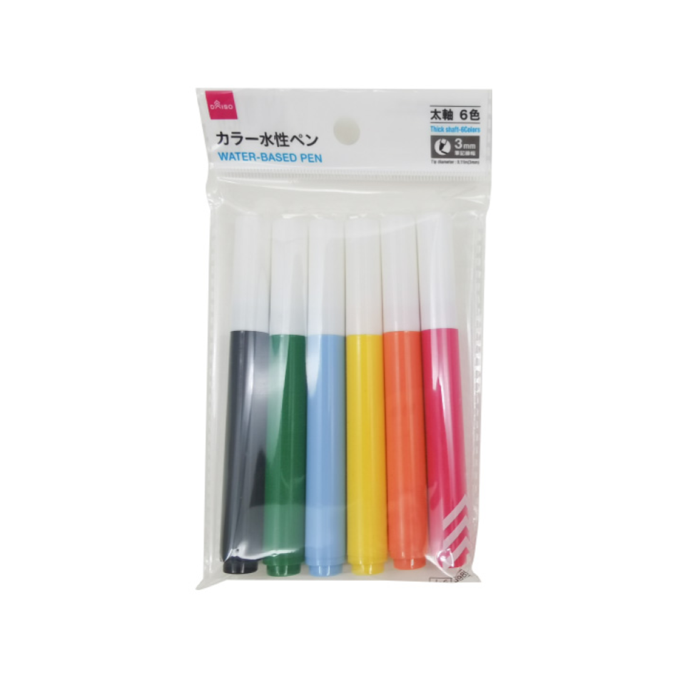 Water Based Pen Thick Shaft Six Colors