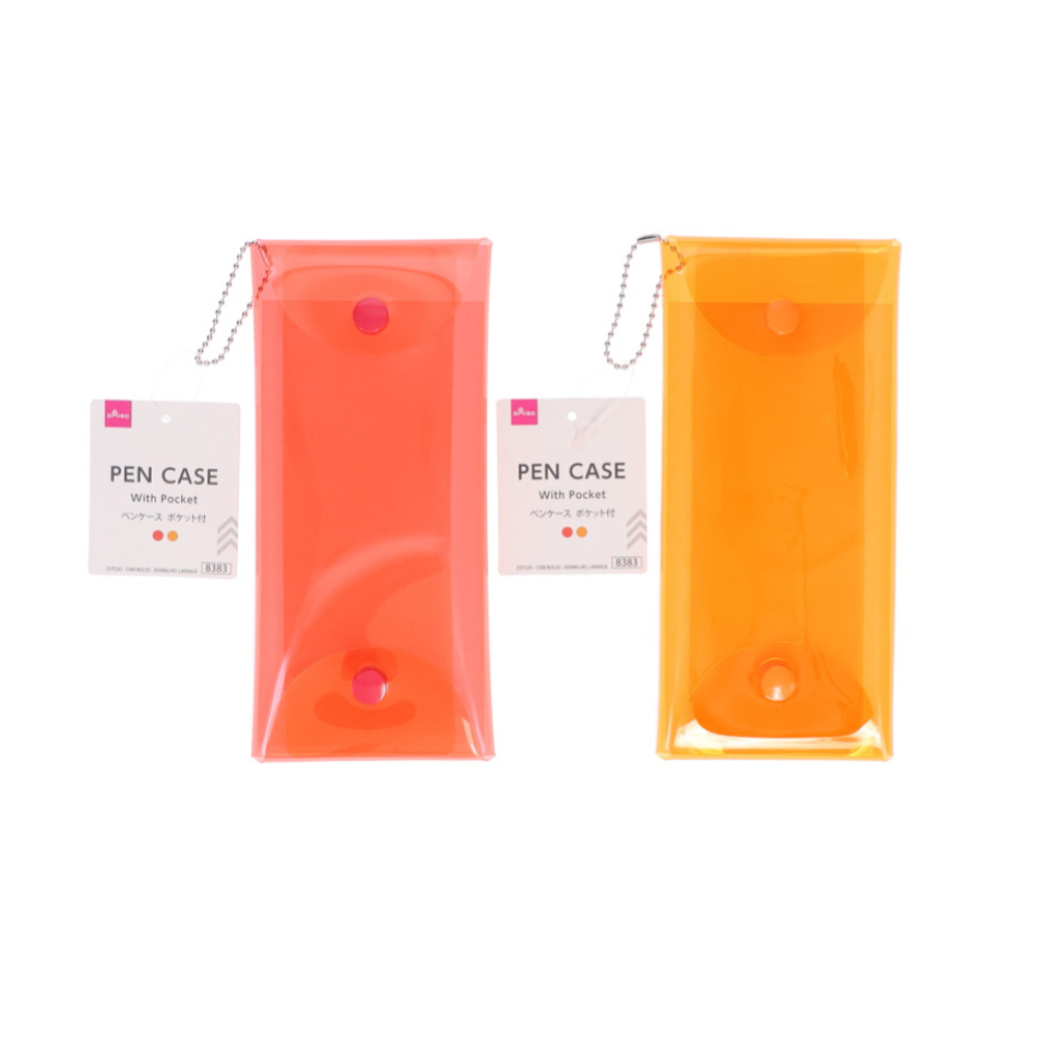 Pen Case with Pocket Red/Orange