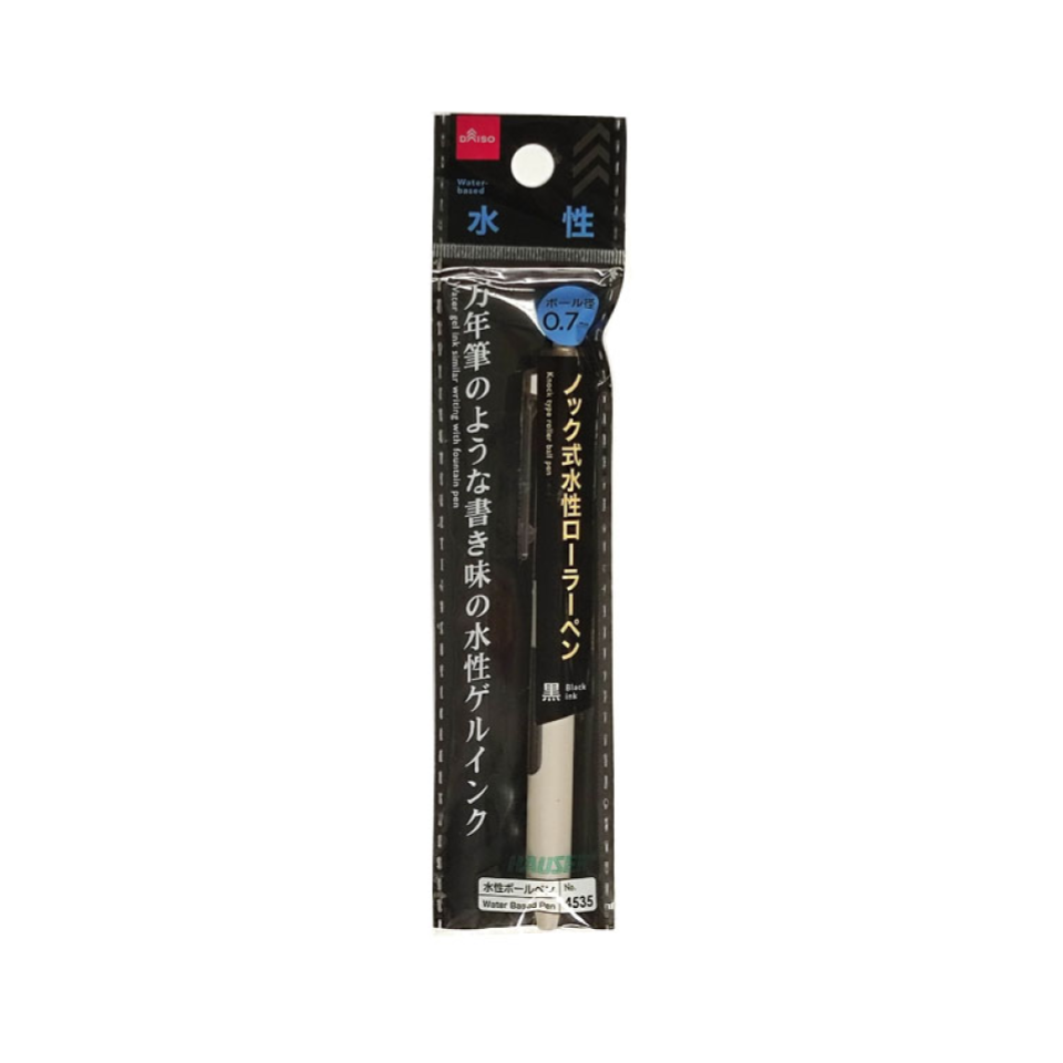Knock Type Water Based Rollerball Pen Black Ink 0.7mm