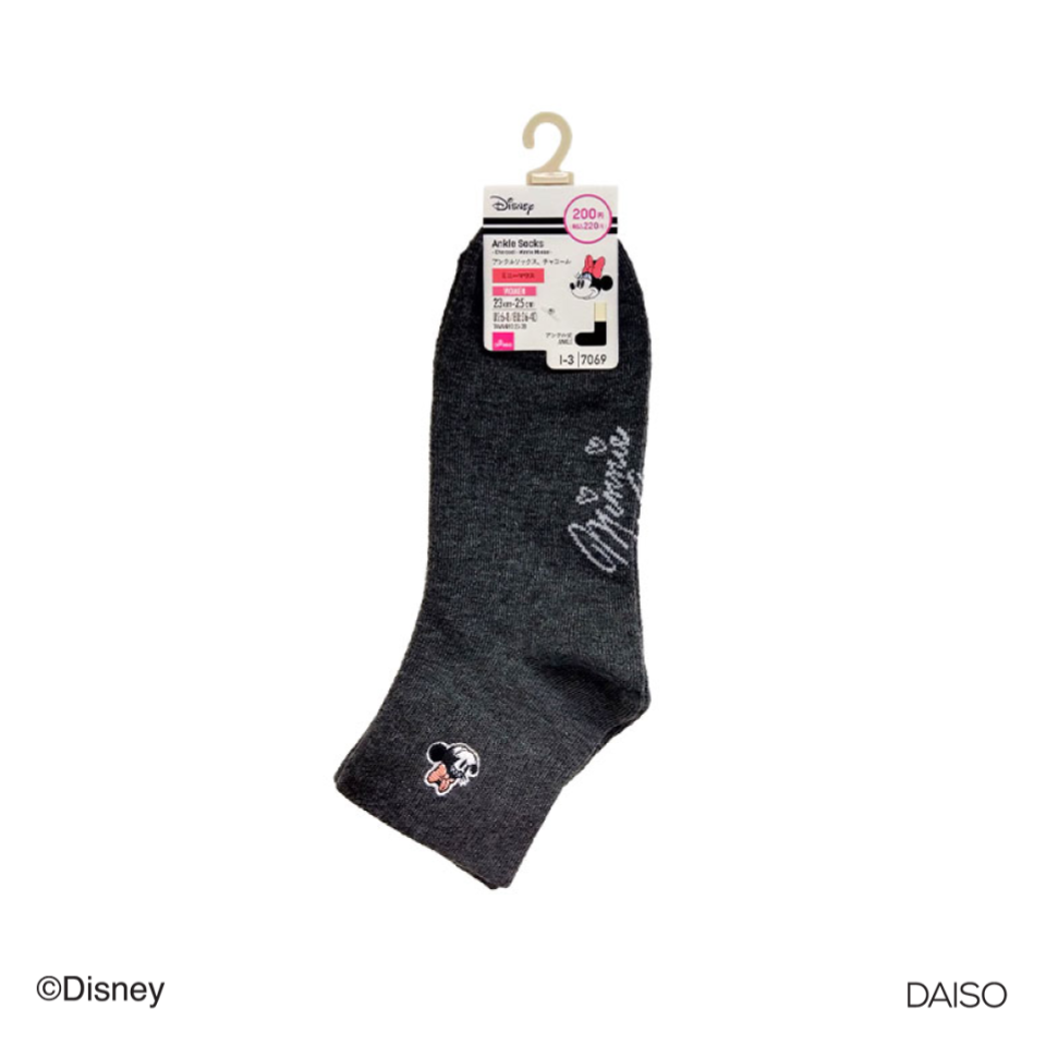 Ankle Socks Charcoal Minnie Mouse