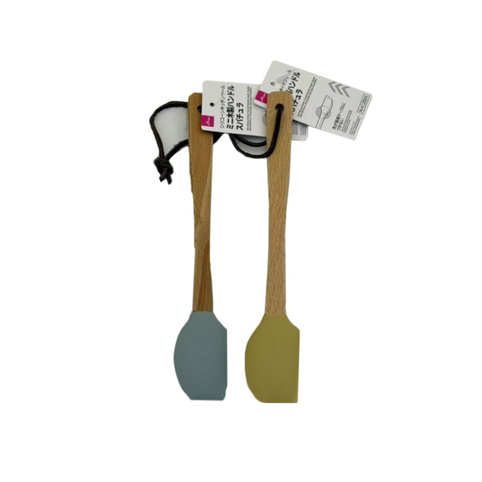 Mini Silicone Kitchen Tool with Wooden Handle Spatula
