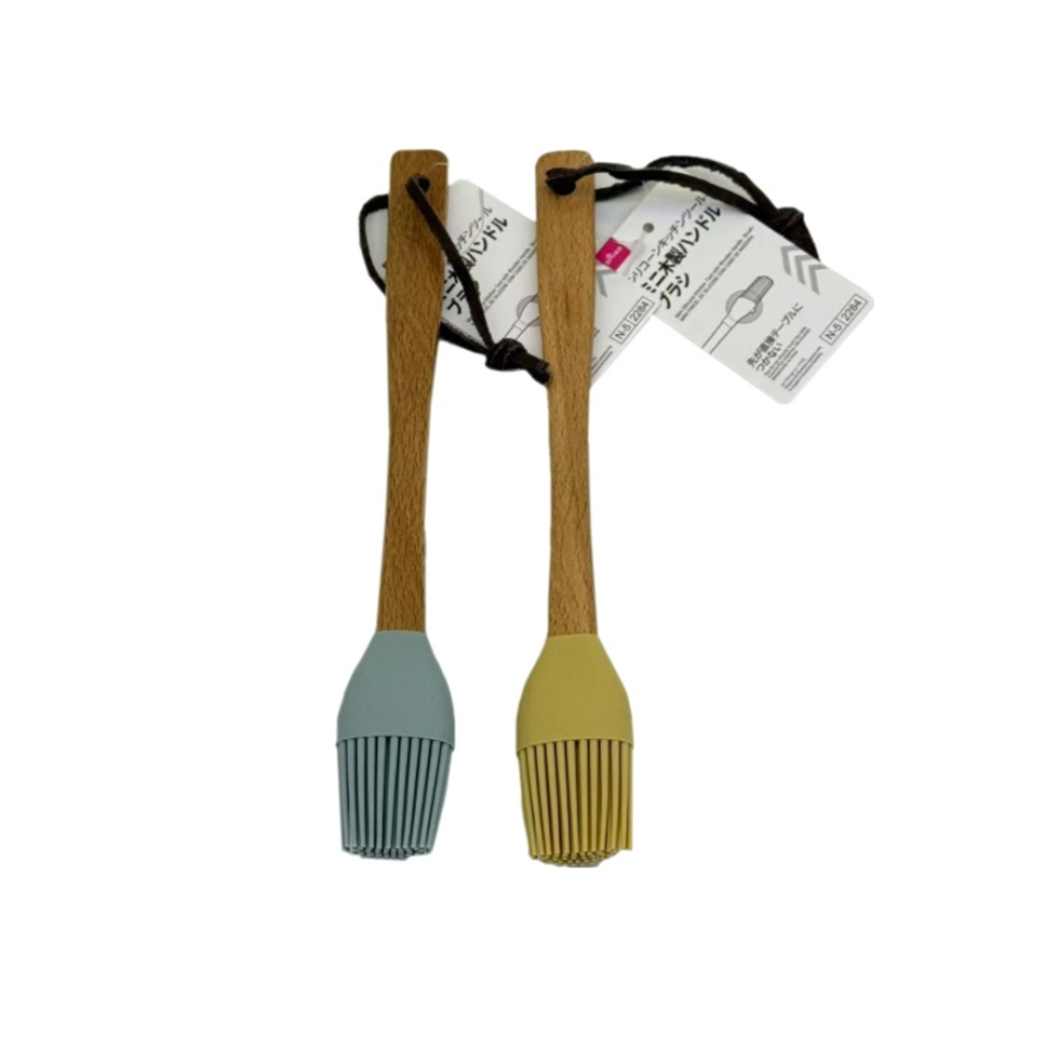 Mini Silicone Kitchen Tool with Wooden Handle Brush