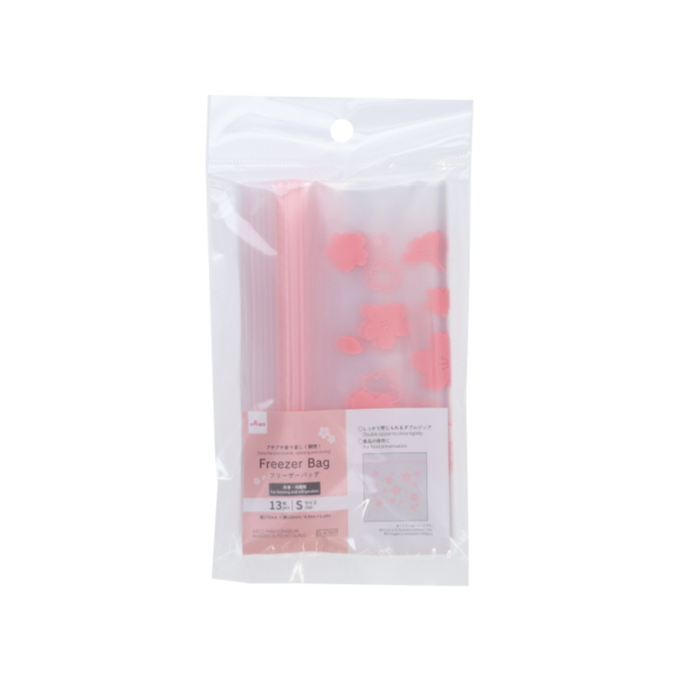 Double Zip Freezer Bag Cherry Blossom 17cm x 16cm