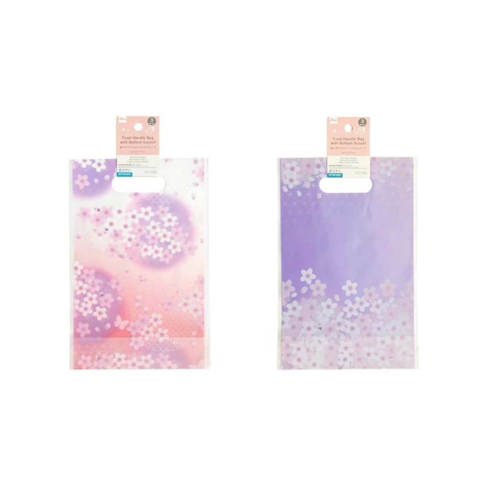 Frost Handle Bag with Bottom Gusset Japanese Cherry Blossom 18cm x 27cm x 8cm