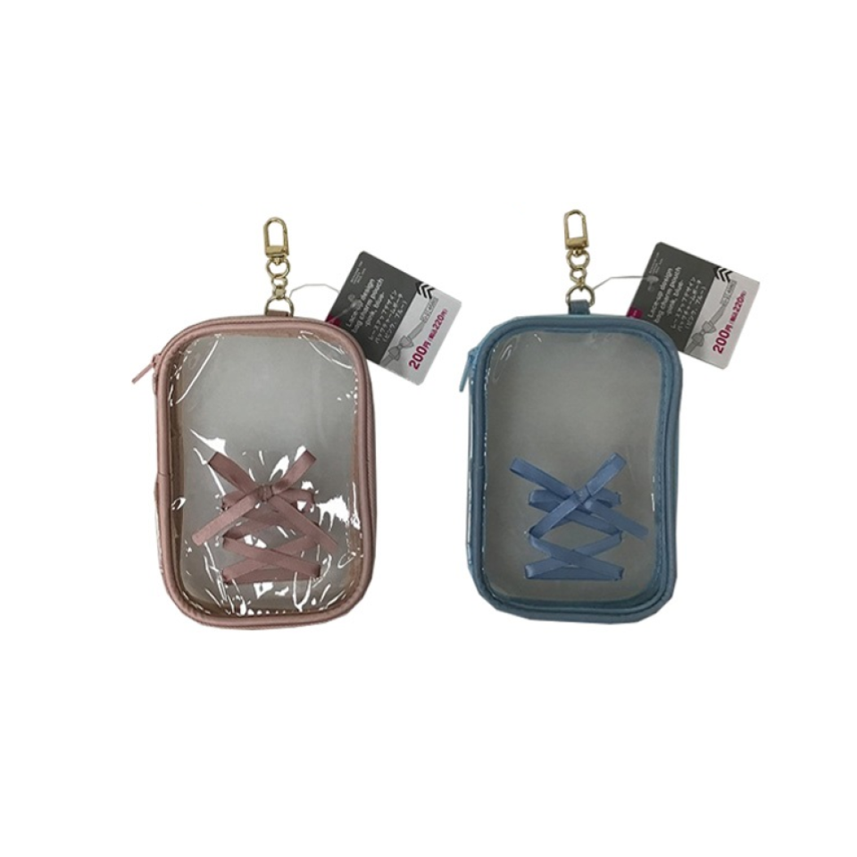Lace Up Design Bag Charm Pouch Pink/Blue