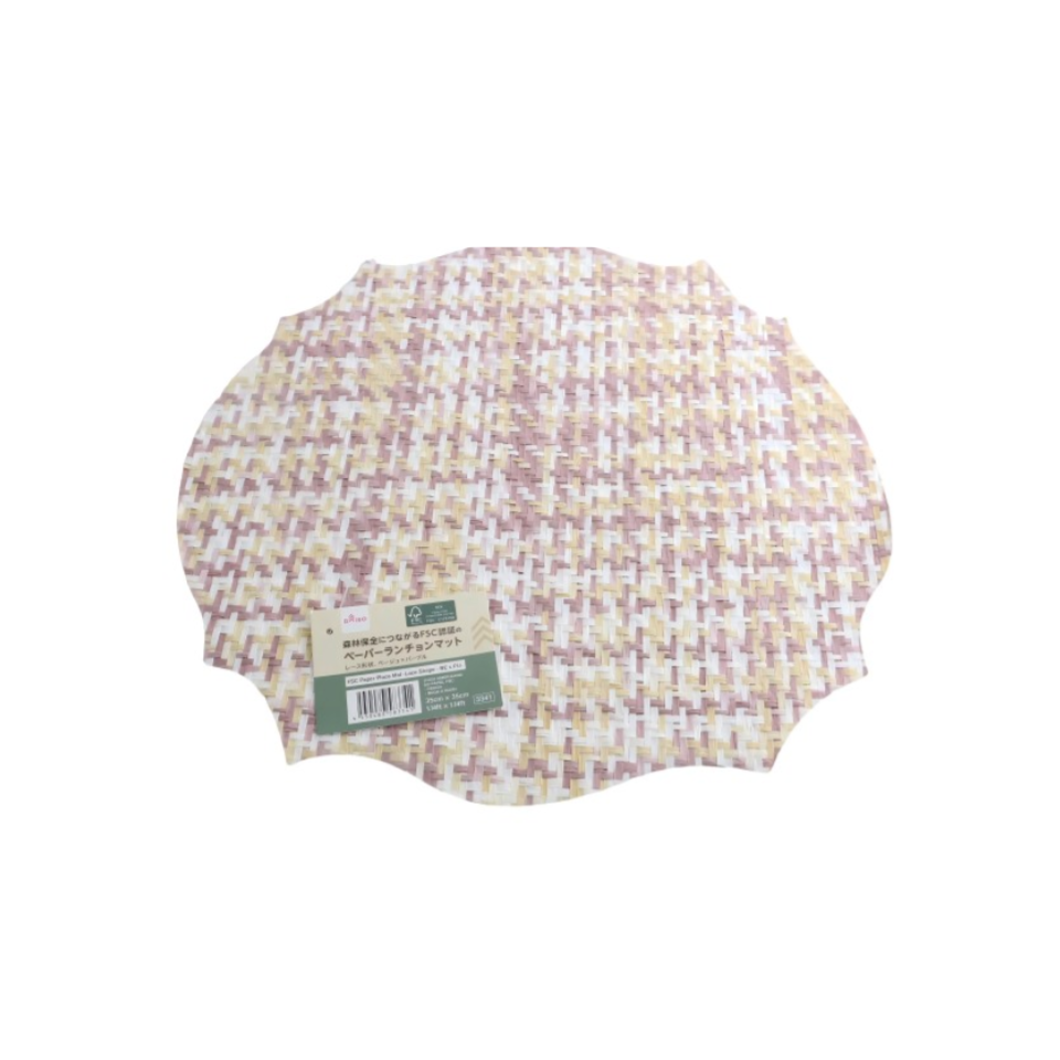 FSC Paper Place Mat Lace Shape Beige Purple