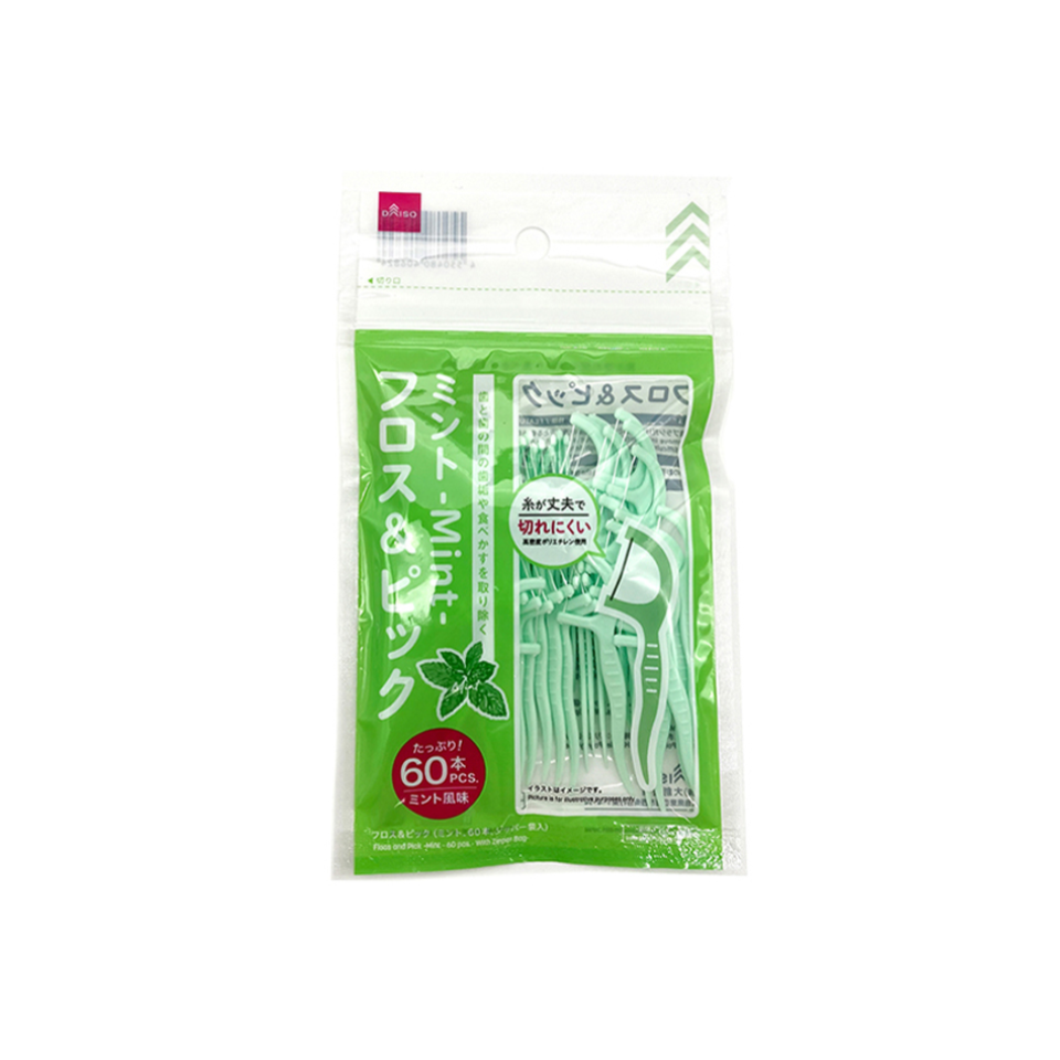 Floss and Pick with Zipper Bag Mint