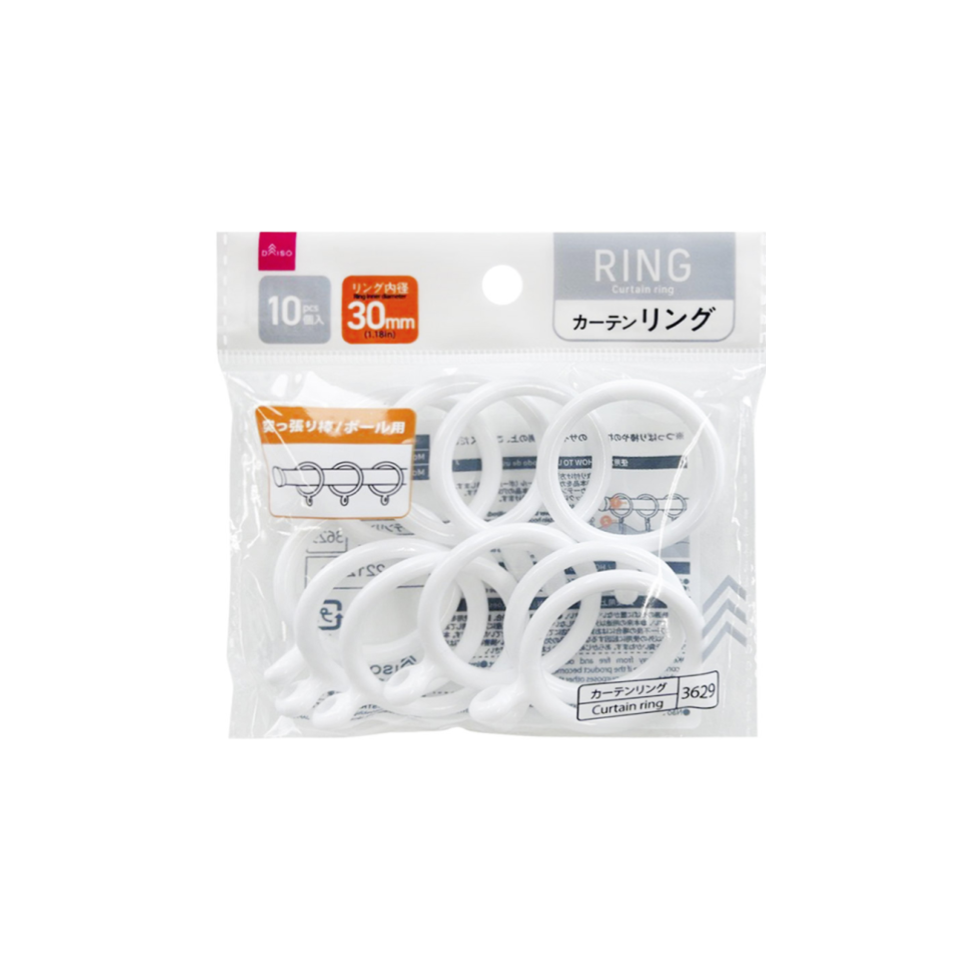 Curtain Ring for Pole White 30mm