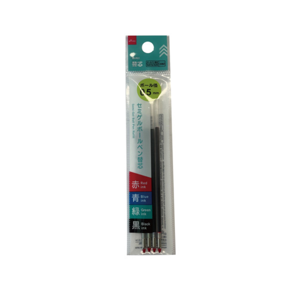 Semi-Gel Ball Pen Refill 0.5mm Four Colors