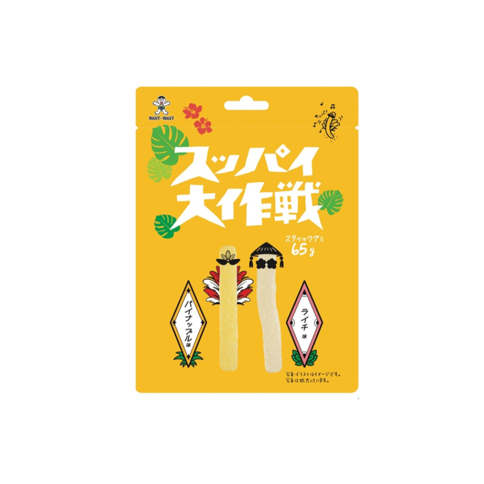 Wanwan Japan Suppy Daisakusen Stick Gummy Pineapple Flavor & Litchi Flavor 65g