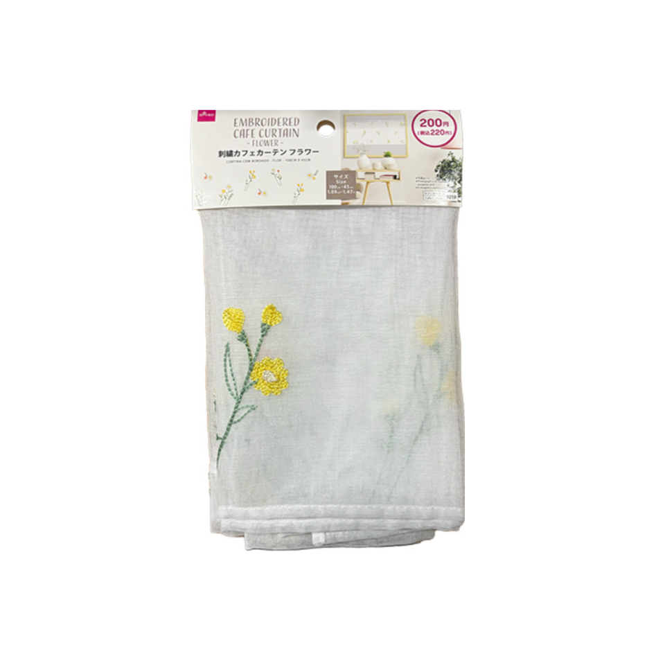 Embroidered Cafe Curtain Flower 100cm x 45cm