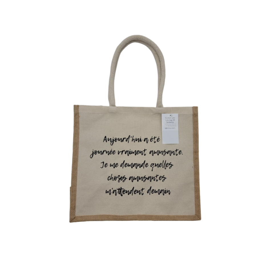 Cotton Jute Tote Bag A4 Sentence