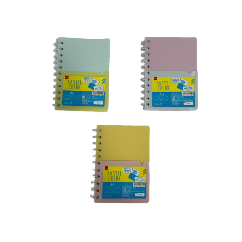 Pastel Spiral Notebook A6 with Front Pocket