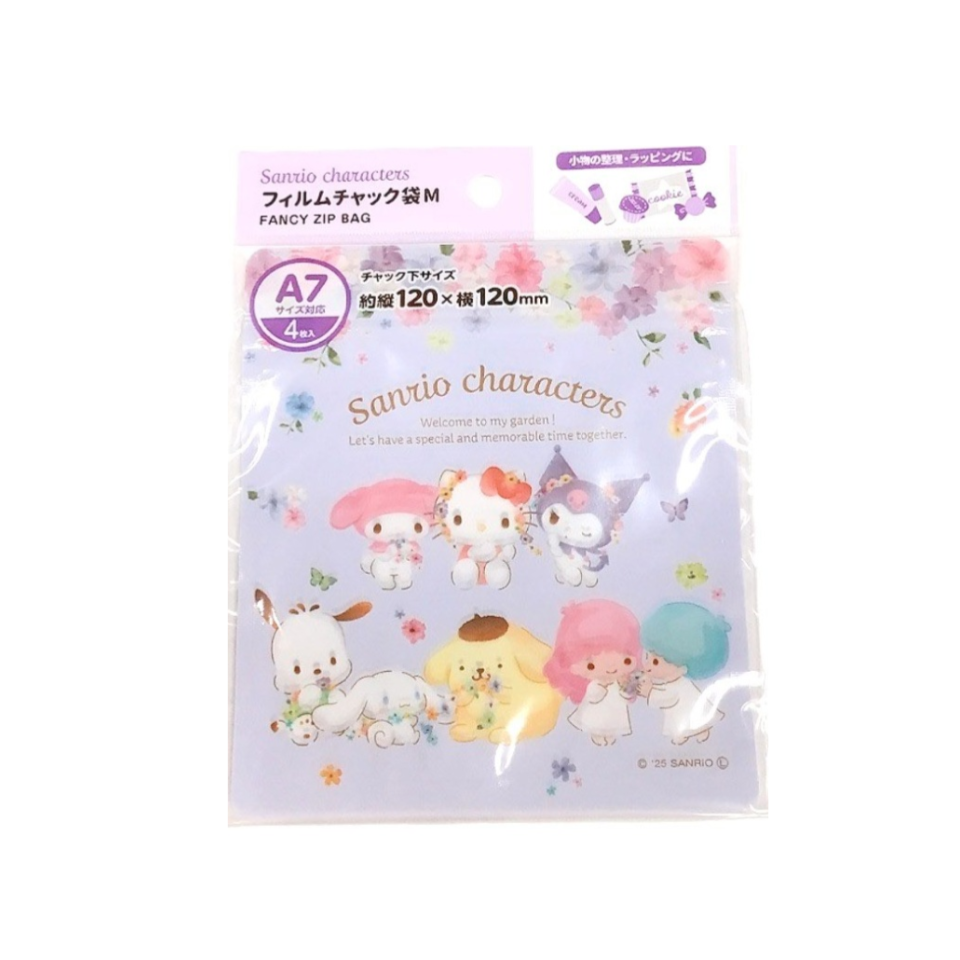 Die-Cut Film Chuck Bags Sanrio Characters Watercolor Flower A7