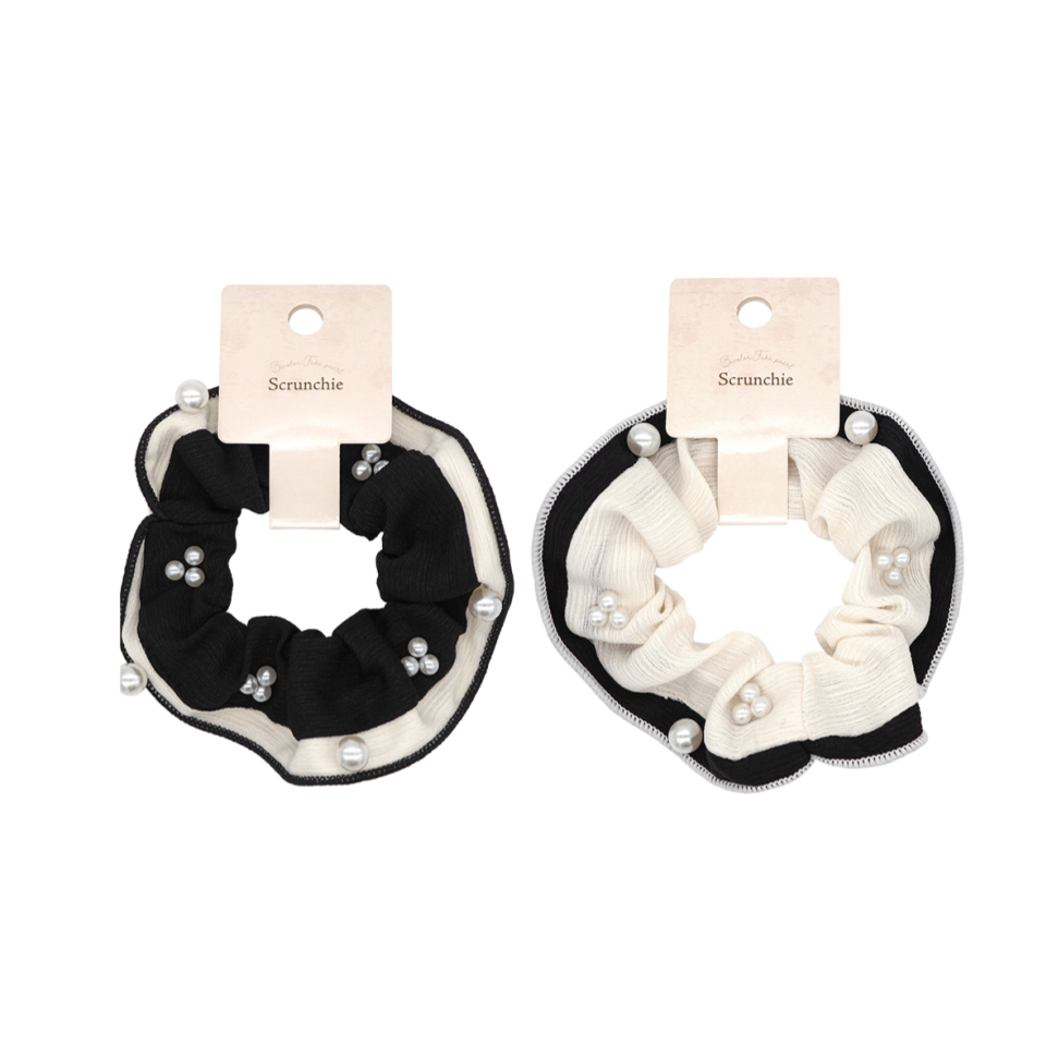 Scrunchie Bicolor Fake Pearl