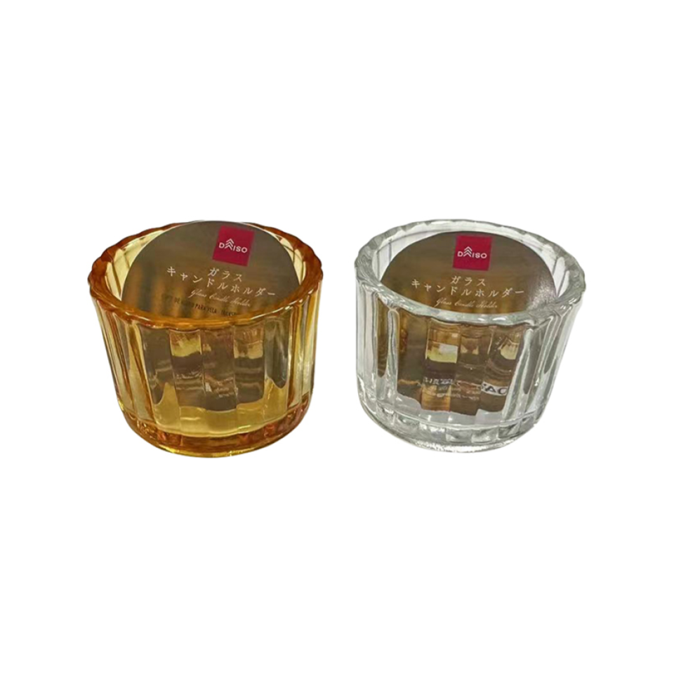 Glass Candle Holder Clear Orange